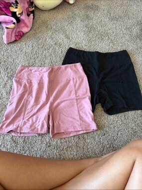 Pink Rose Women's Bike Shorts — Pink and Black Pack
